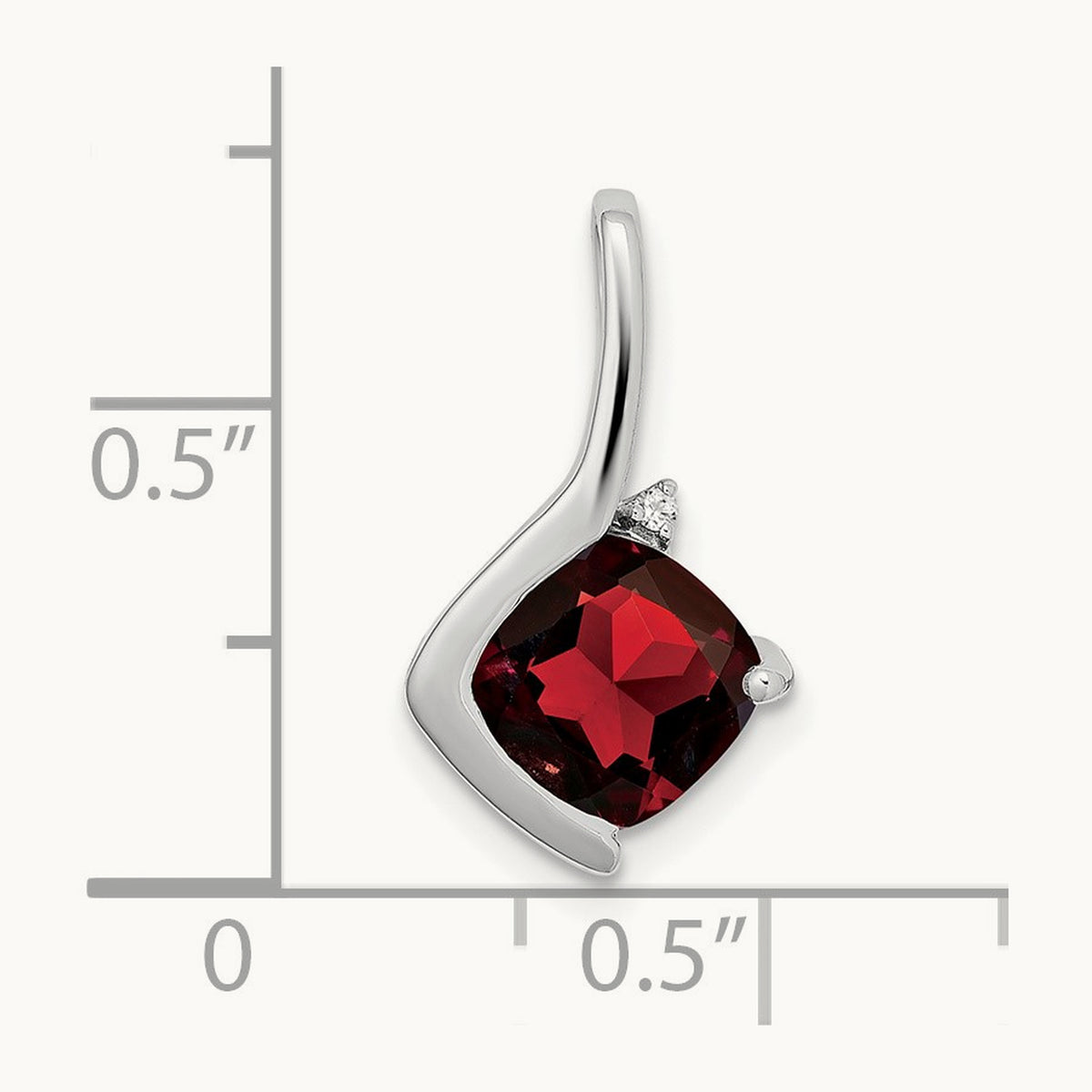 Cushion Garnet and Diamond Pendant — 14K White Gold