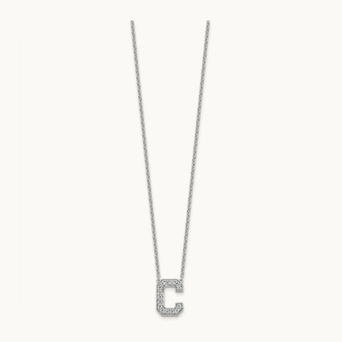 Initial Necklace — 14K White Gold, C, 1/3 ct