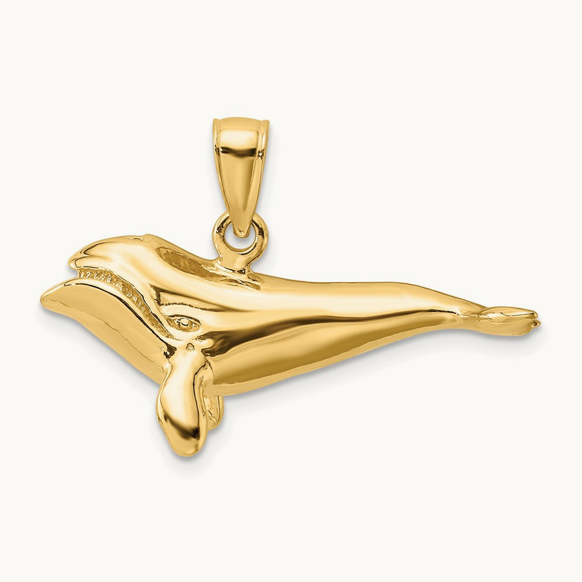 3-D High Polished Bowhead Whale Charm, 14K