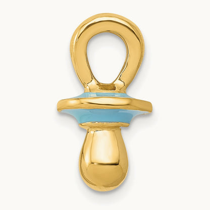Blue Enameled 3D Pacifier Pendant, 14K