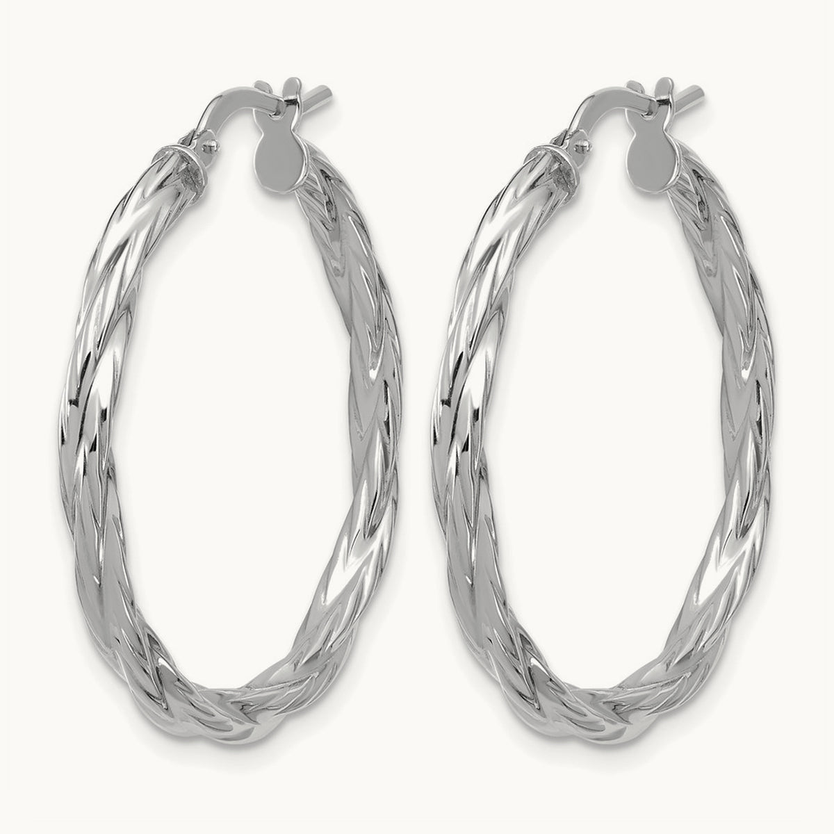 RH-plated Polished Twisted Hoop Earrings, Sterling Silver — Leslie's
