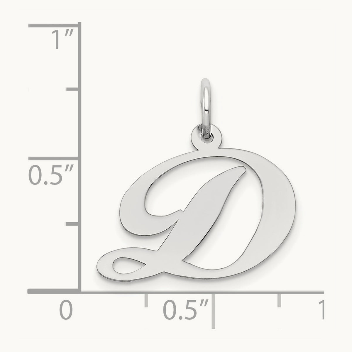 Medium Fancy Script Initial Charm — 14K White Gold, D