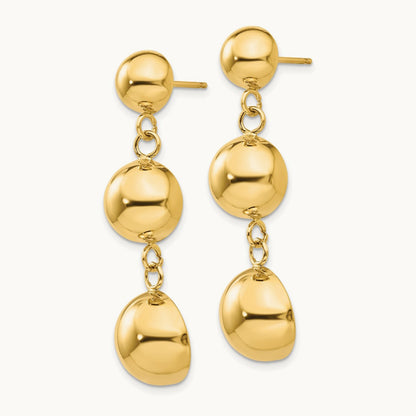 Polished Half Ball Dangle Earrings, 14K