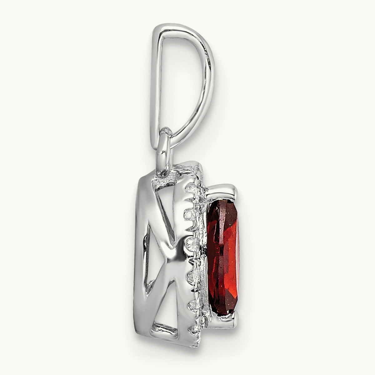 Garnet January Birthstone Pendant, 0.10 ct tw Lab-Grown Diamond