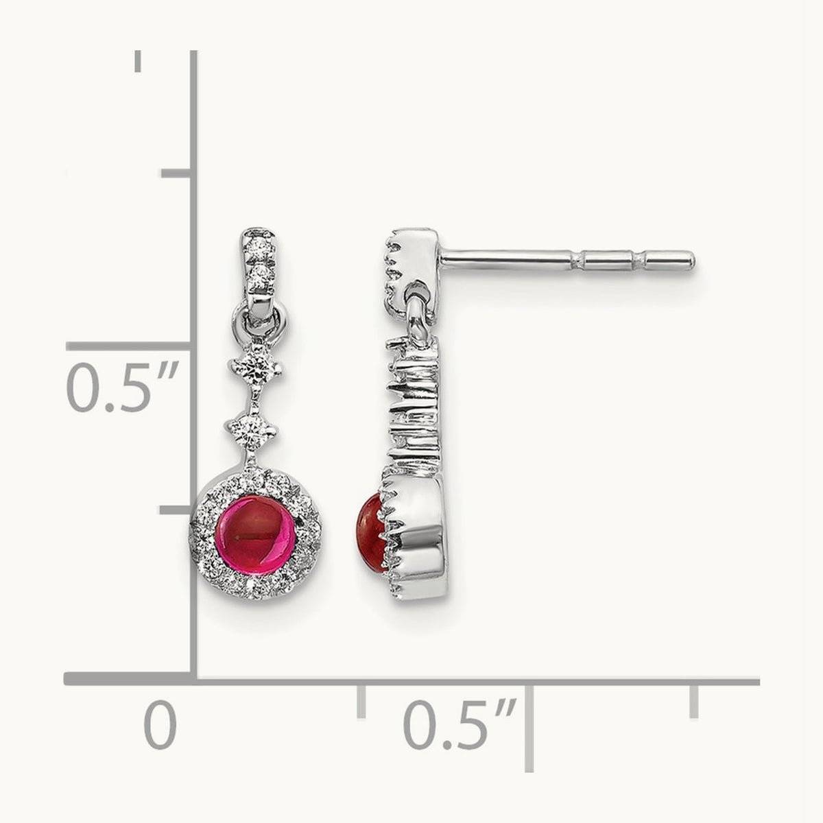 Created Ruby Dangle Post Earrings, 0.15 ct tw Lab-Grown Diamond