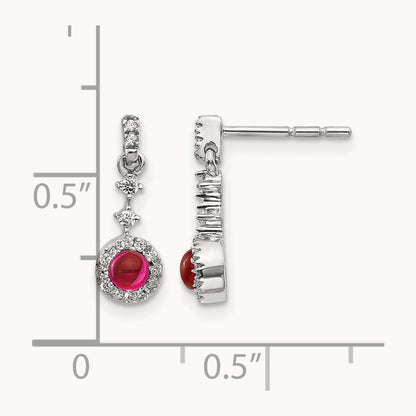 Created Ruby Dangle Post Earrings, 0.15 ct tw Lab-Grown Diamond