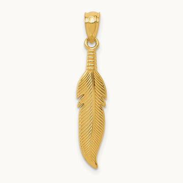 Polished Feather Pendant, 14K