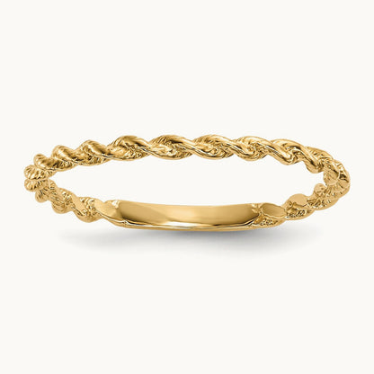 14K Gold Twisted Rope Ring — 14K Yellow Gold