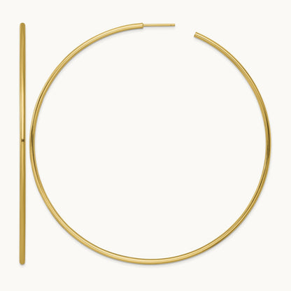 2.0 x Polished Post Hoop Earrings, 90mm, 14K