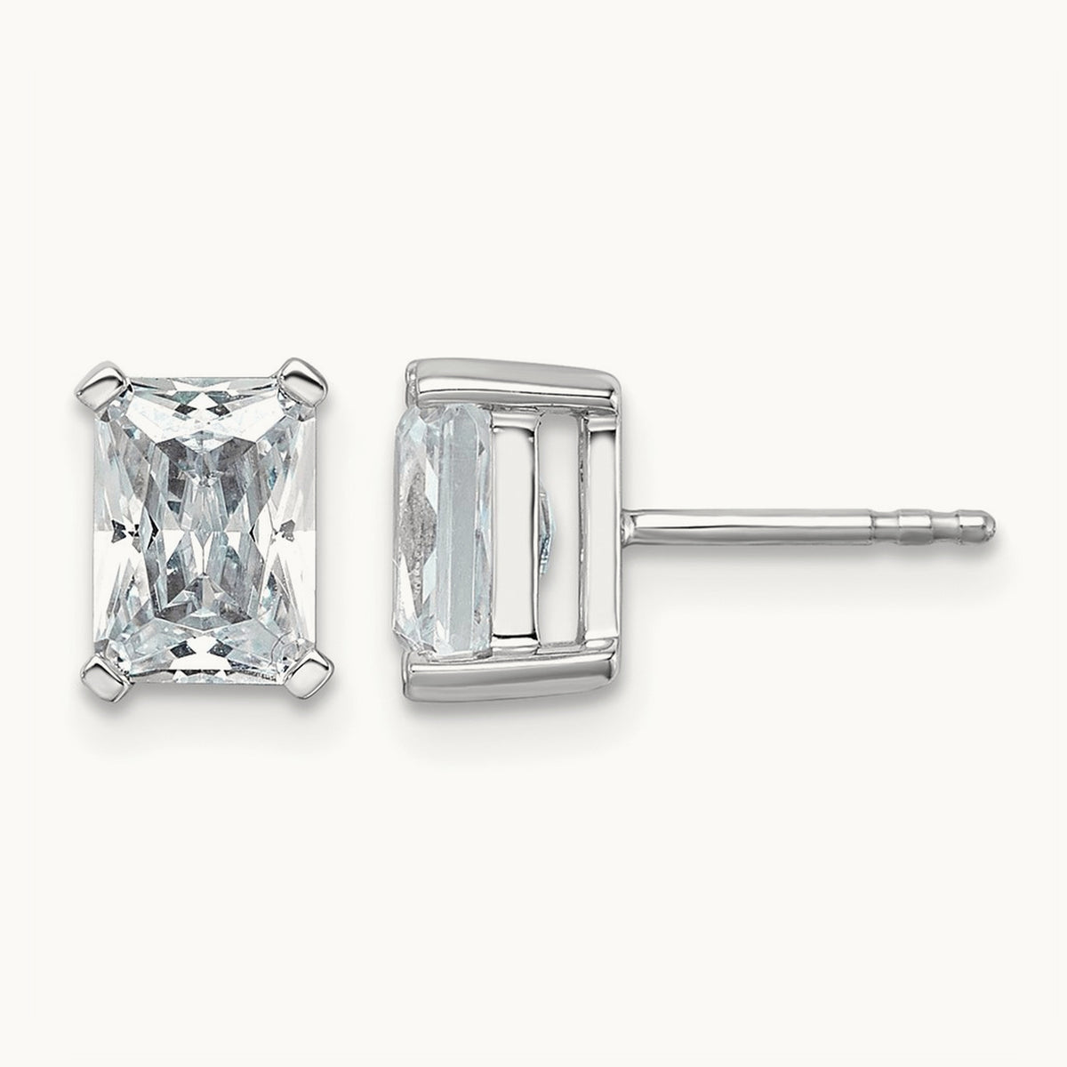 Radiant Four-Prong Stud Earrings, 0.50-6.00 ct tw Lab-Grown Diamond — 3 ct, 14K White Gold