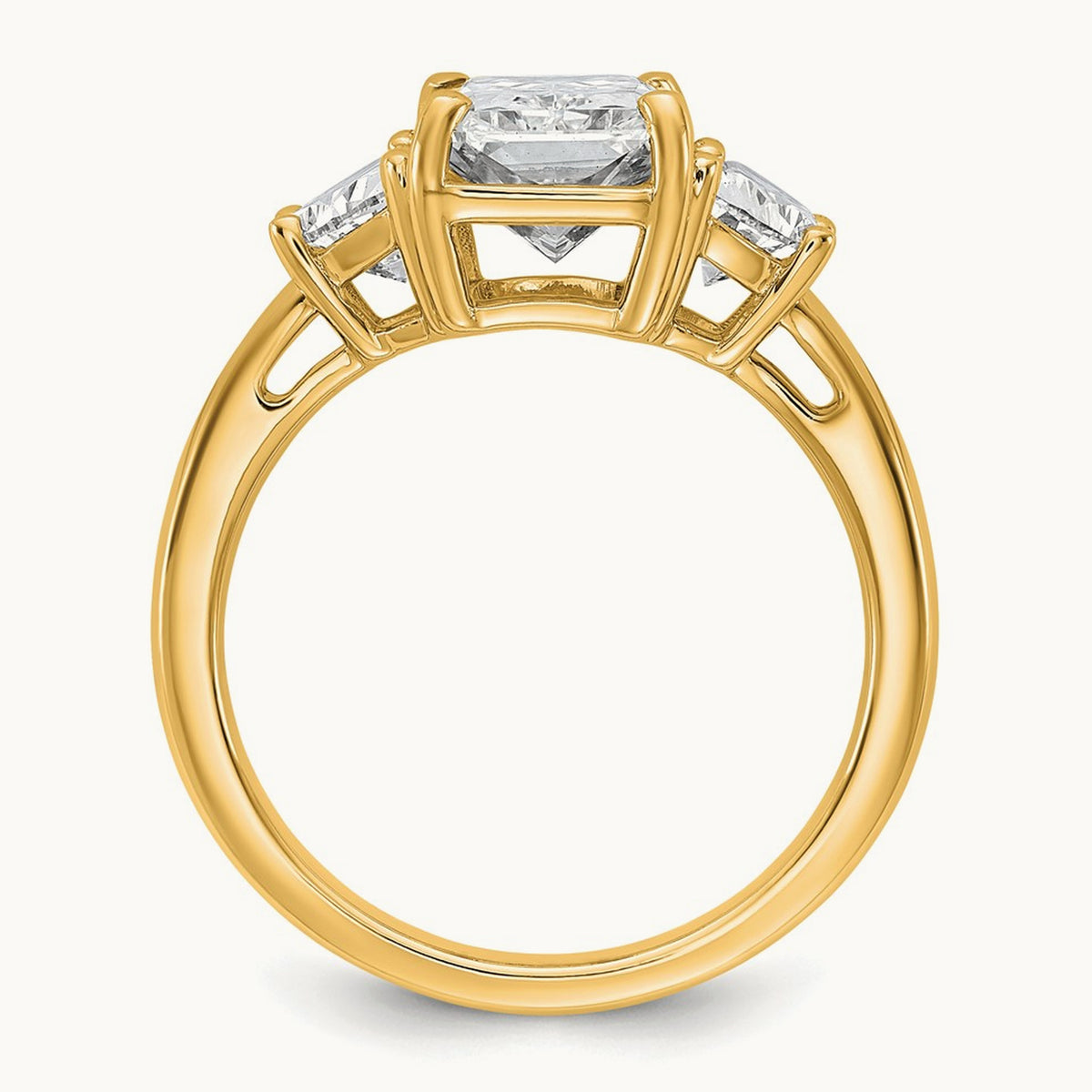 Radiant & 1/2 Moon Engagement Ring, 1.25-4.00 ct tw Lab-Grown Diamond — 4 ct, 14K Yellow Gold