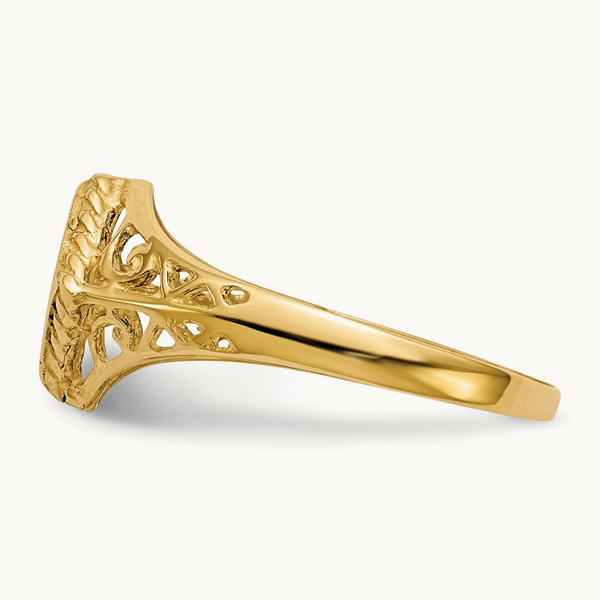 8.5x8. Open Back Signet Ring, 0mm, 14K