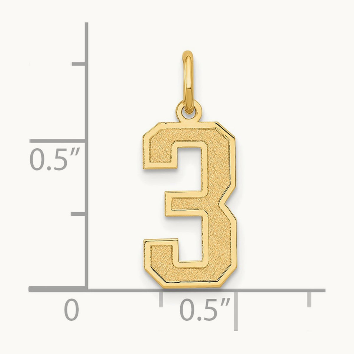 Medium Satin Number 3 Charm — 14K Yellow Gold