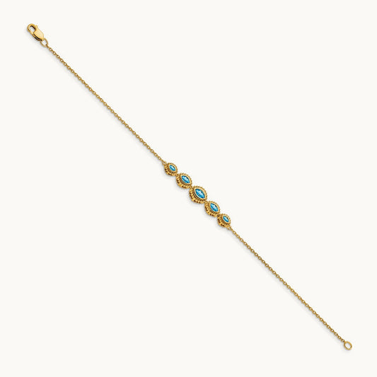 Marquise Blue Topaz Bracelet, 14K
