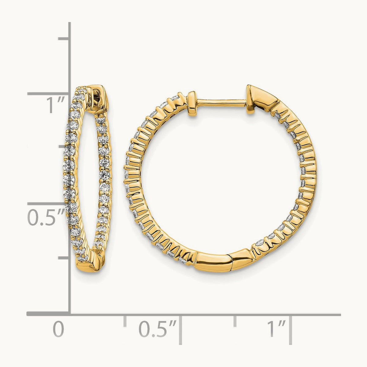 In/Out Hoop Earrings, 0.50 ct tw Lab-Grown Diamond — 14K Yellow Gold