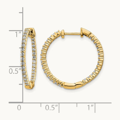 In/Out Hoop Earrings, 0.50 ct tw Lab-Grown Diamond — 14K Yellow Gold