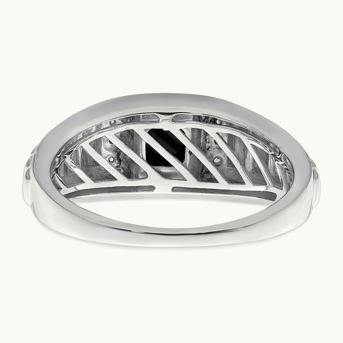 Square Onyx and Diamond Men's Ring — 14K White Gold