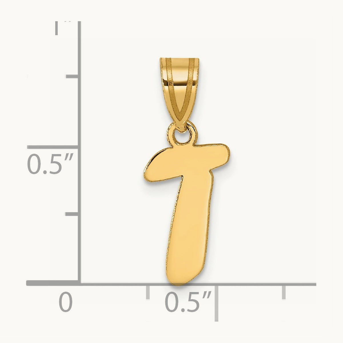 Polished Script Initial Pendant — 14K Yellow Gold, T