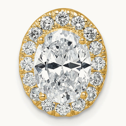 Semi-Mount Halo Chain Slide Pendant, 0.50 ct tw Lab-Grown Diamond — 14K Yellow Gold, One Size
