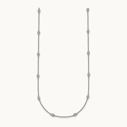 Diamond Station Cable Necklace, 14K White Gold