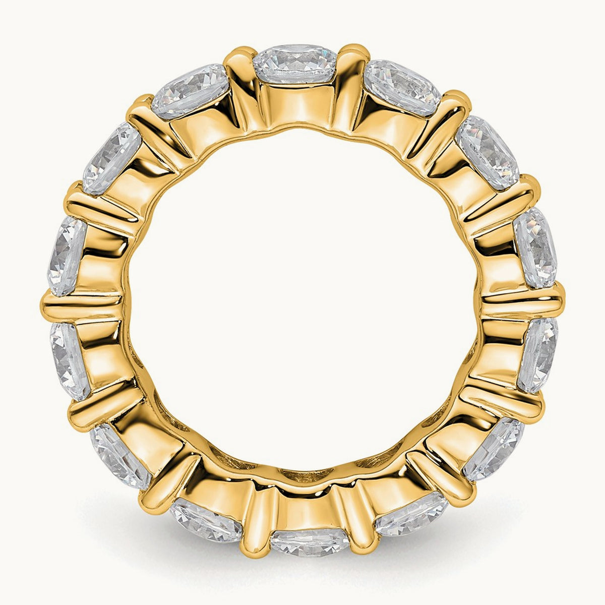 Polished Shared Prong Diamond Eternity Band, 4.00 ct tw — 14K Yellow Gold