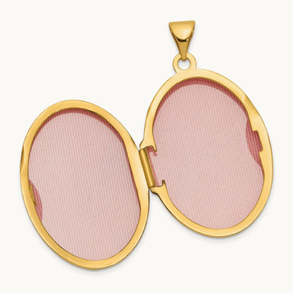 Scroll Oval Locket — 14K Yellow Gold