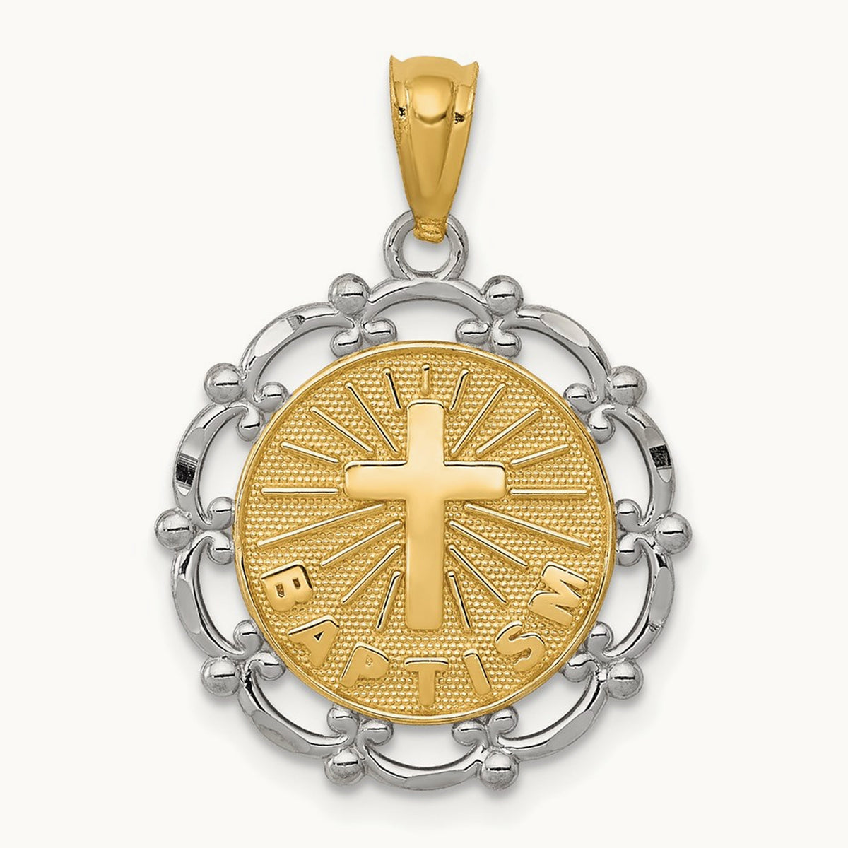 w/Rhodium Baptism Pendant, 14K