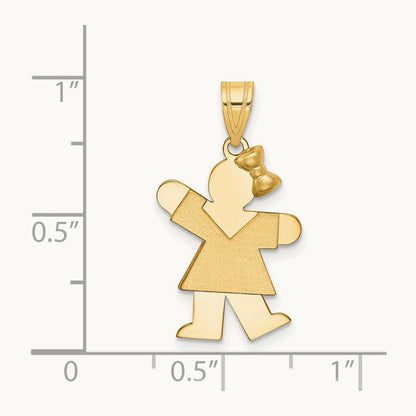 Solid Engravable Girl with Bow on Right Charm — 24mm