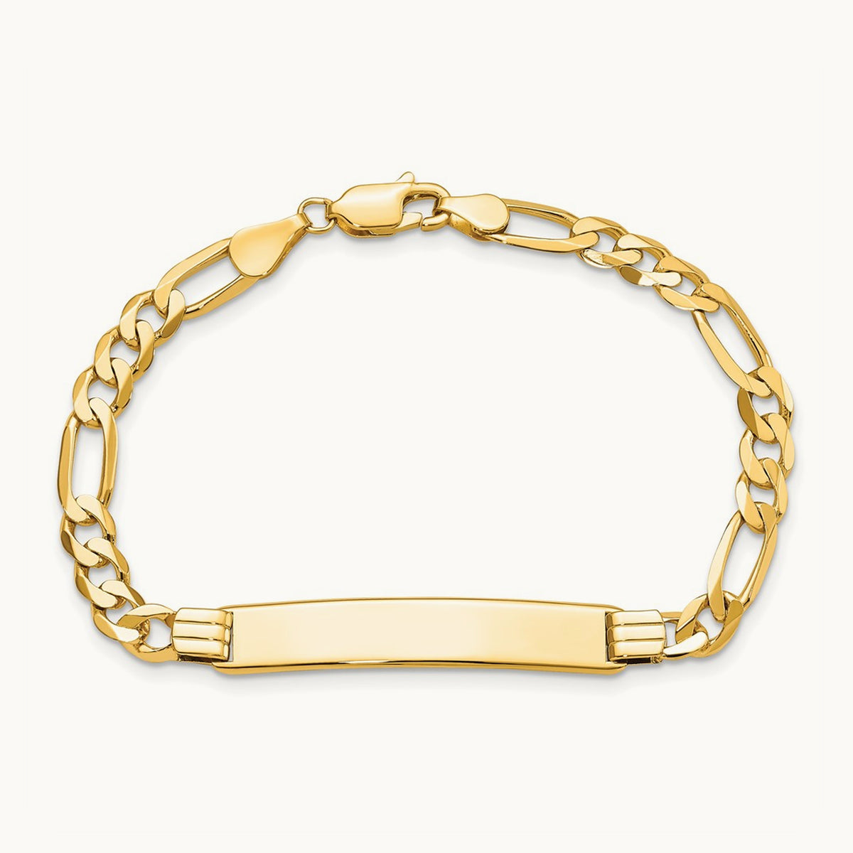 Flat Figaro Link ID Bracelet, 14K