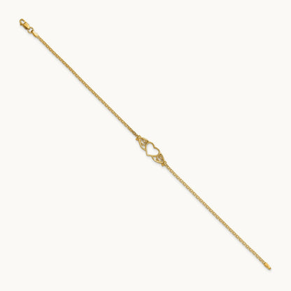 Polished Heart 9inch Anklet, 14K