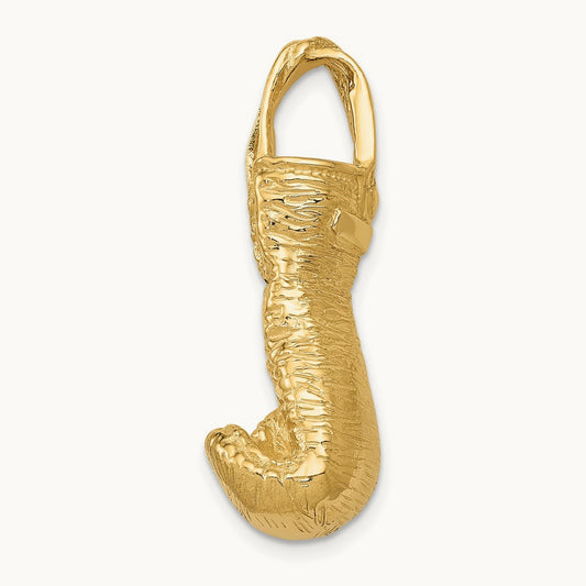 Hollow Polished 3-D Boxing Glove Pendant, 14K
