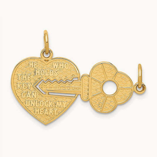 Polished 2 Piece Break Apart HE WHO HOLDS THE KEY Charms, 14K