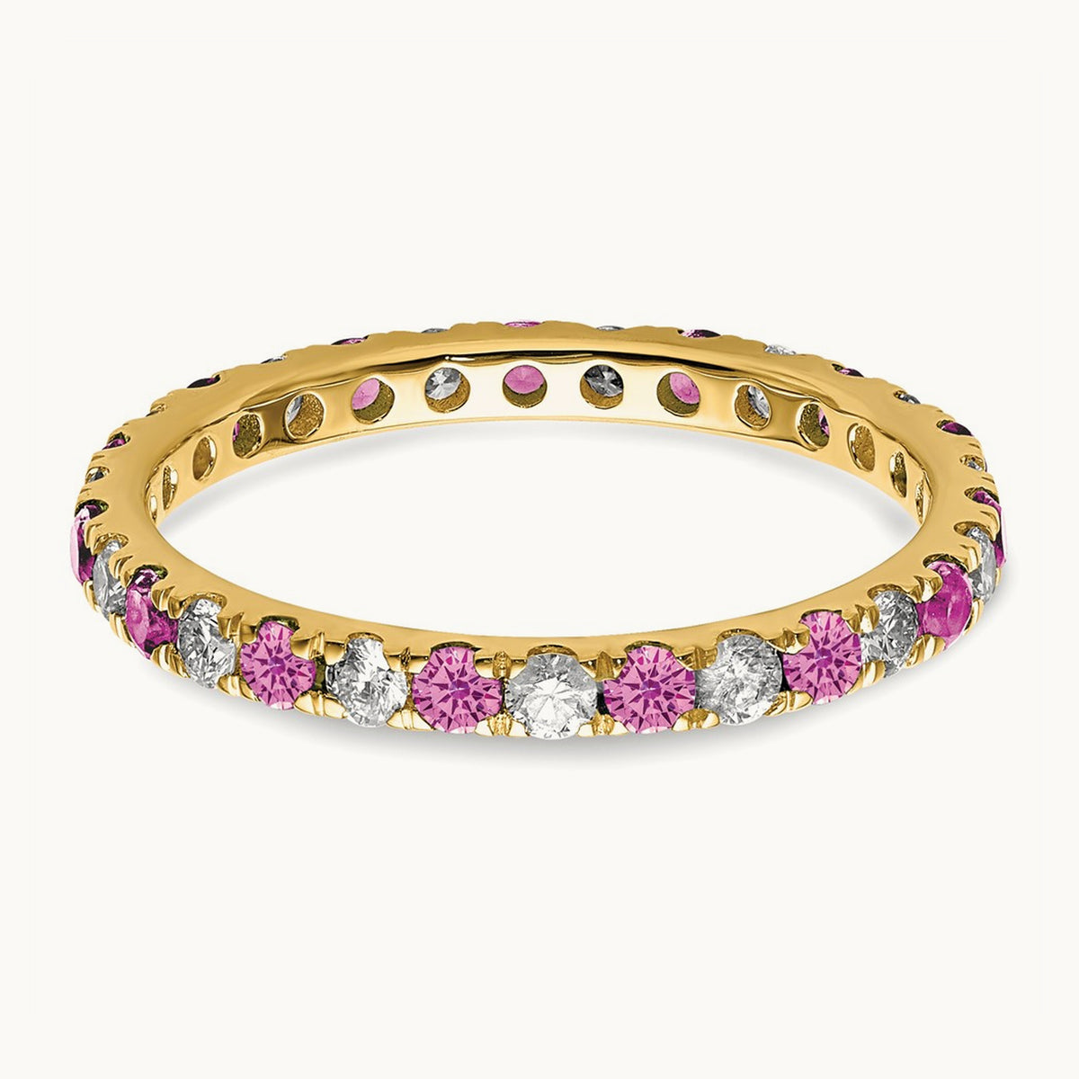 Created Pink Sapphire Eternity Band — 14K Yellow Gold, 2.25 mm