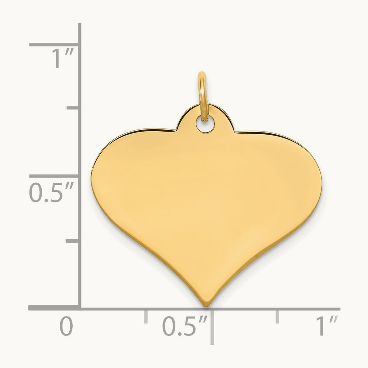 Plain .027 Gauge Engraveable Heart Disc Charm — 14K Yellow Gold, 25mm