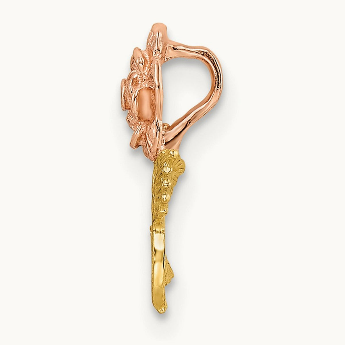 Textured Rose Slide Pendant, 14K Two-tone
