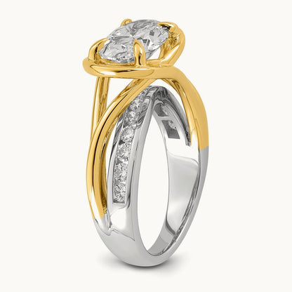 14ktt Certified Oval Center Lab Grown Diamond VS+ F+ Ring