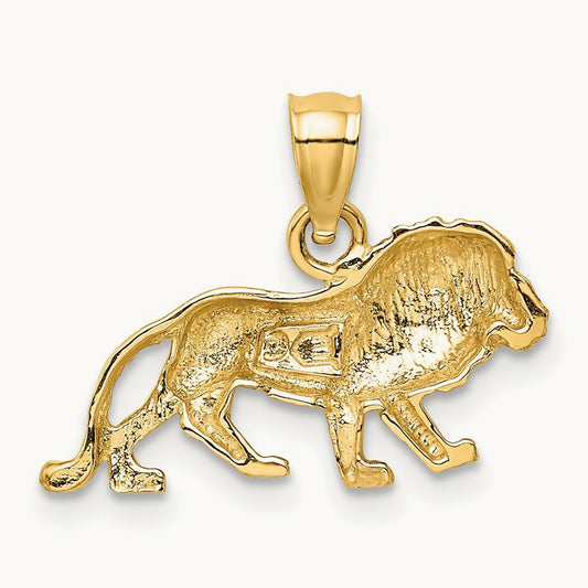 Diamond-cut Lion Pendant, 14K