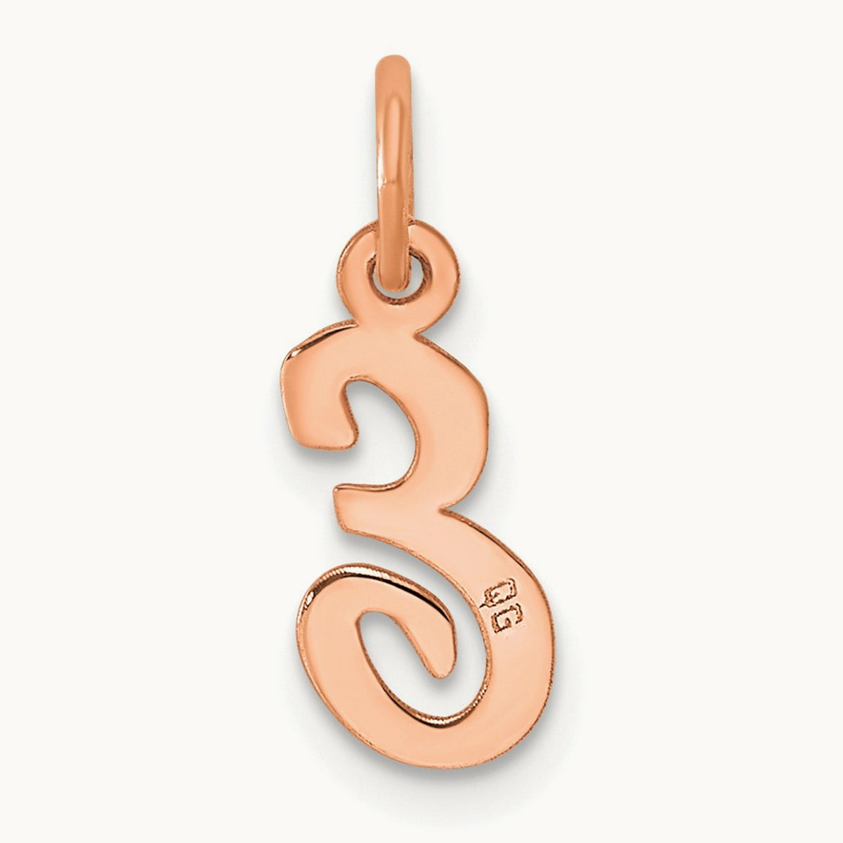 Small Script Letter E Initial Charm, 14K Rose Gold