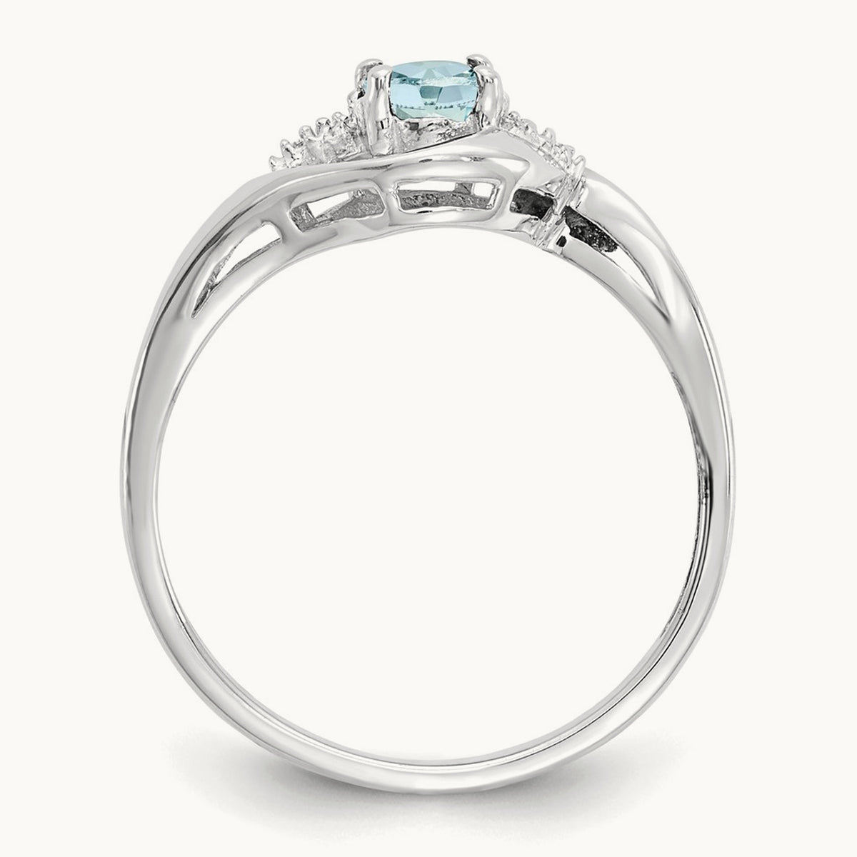 Aquamarine and Diamond Ring, 14K White Gold
