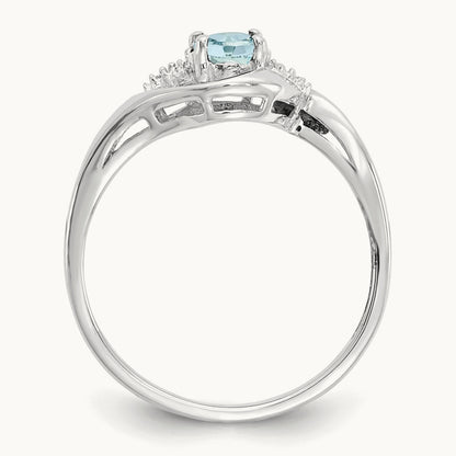 Aquamarine and Diamond Ring, 14K White Gold