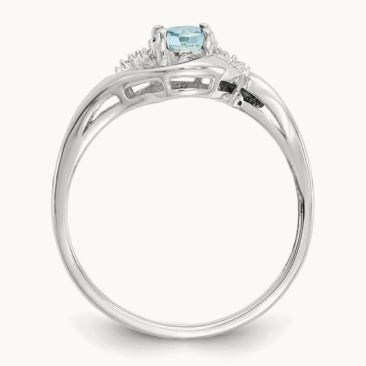 Aquamarine and Diamond Ring, 14K White Gold
