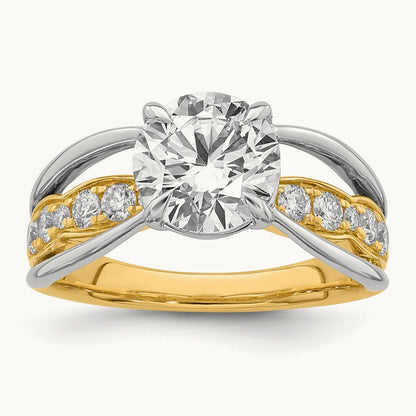 14ktt Certified Round Center Lab Grown Diamond VS+ F+ Ring