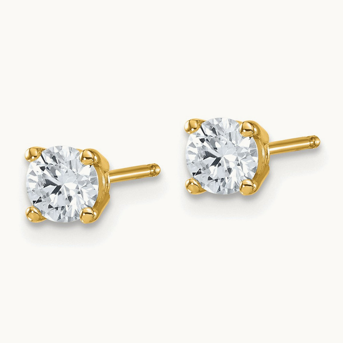 Round Angled Stud Earrings, 0.50-4.00 ct tw Lab-Grown Diamond — 5/8 ct, 14K Yellow Gold