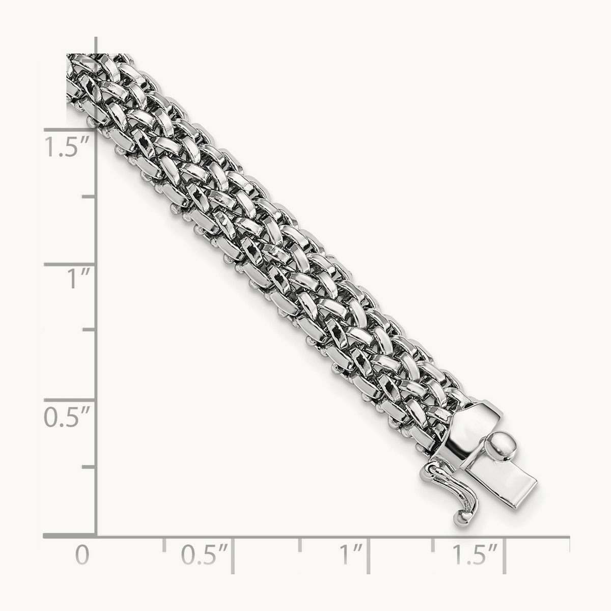 7.25in Polished Mesh Bracelet — 14K White Gold, 7mm