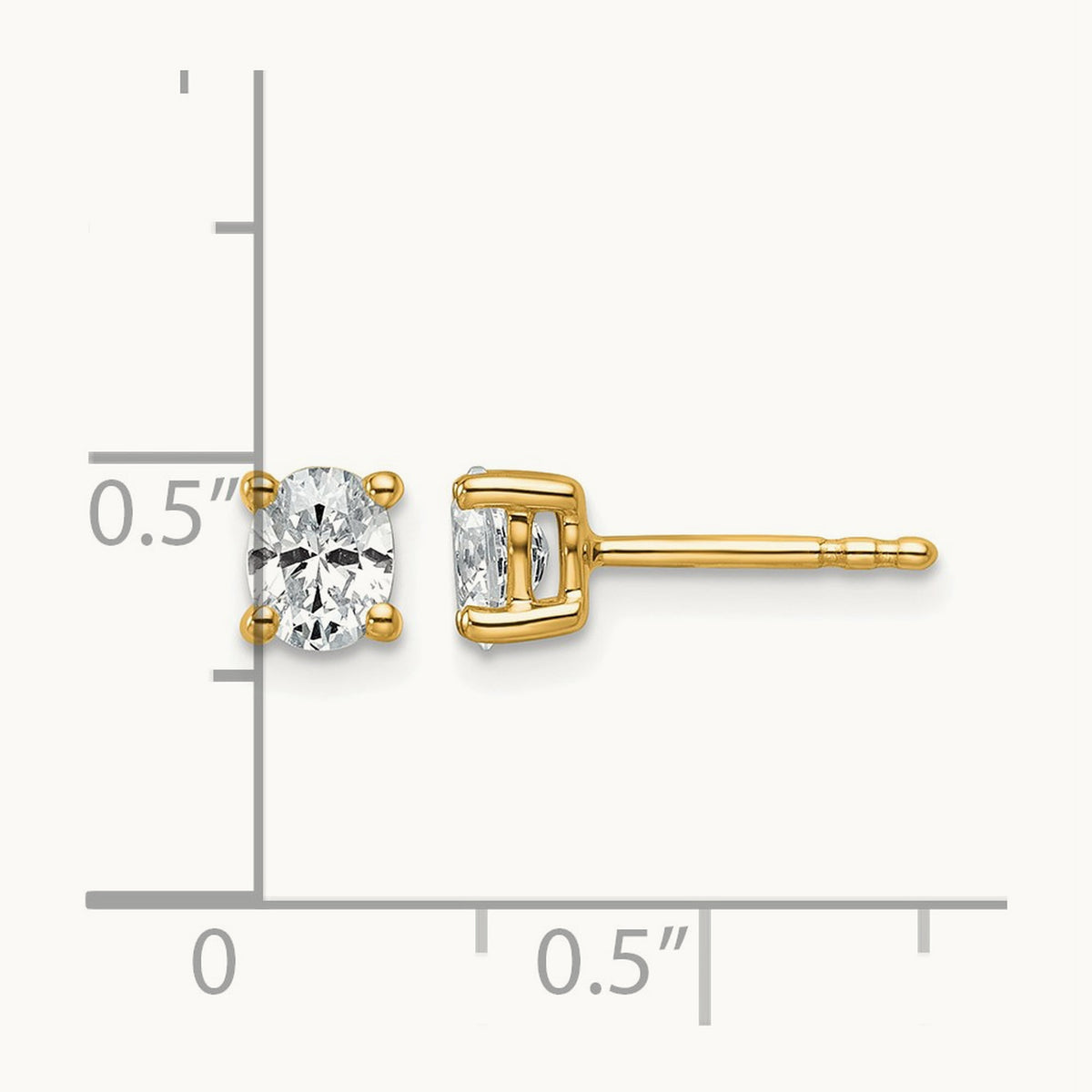 Oval Four-Prong Stud Earrings, 0.50-6.00 ct tw Lab-Grown Diamond — 1/2 ct, 14K Yellow Gold