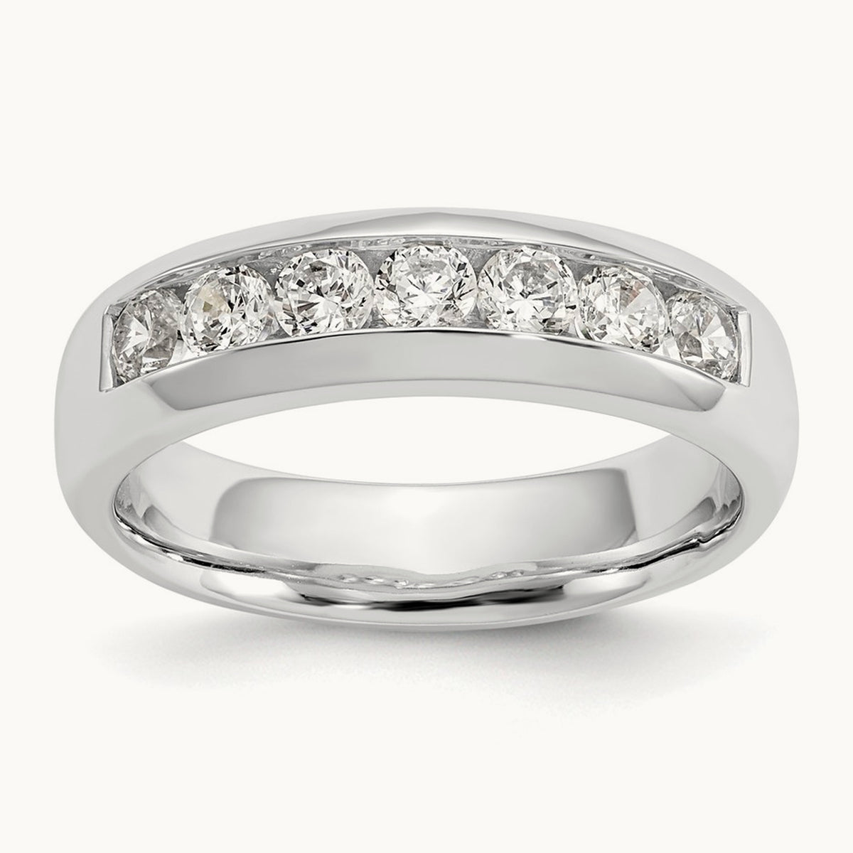 7-Stone Diamond Channel Band, 14K White Gold