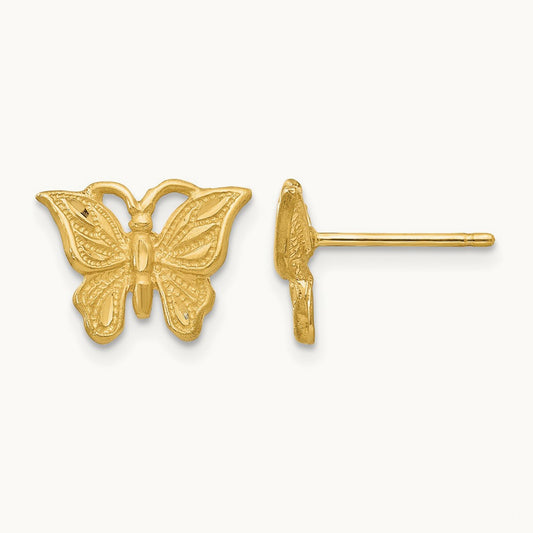 Diamond-cut Butterfly Earrings, 14K