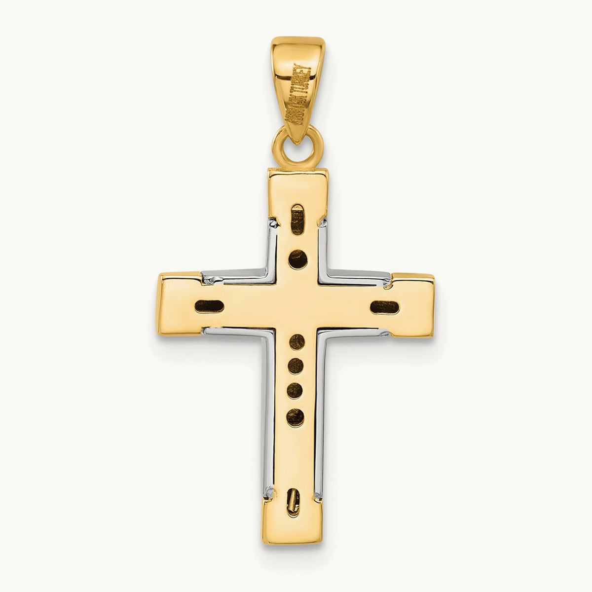 Polished Cross Pendant, 14K Two-tone