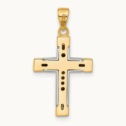 Polished Cross Pendant, 14K Two-tone