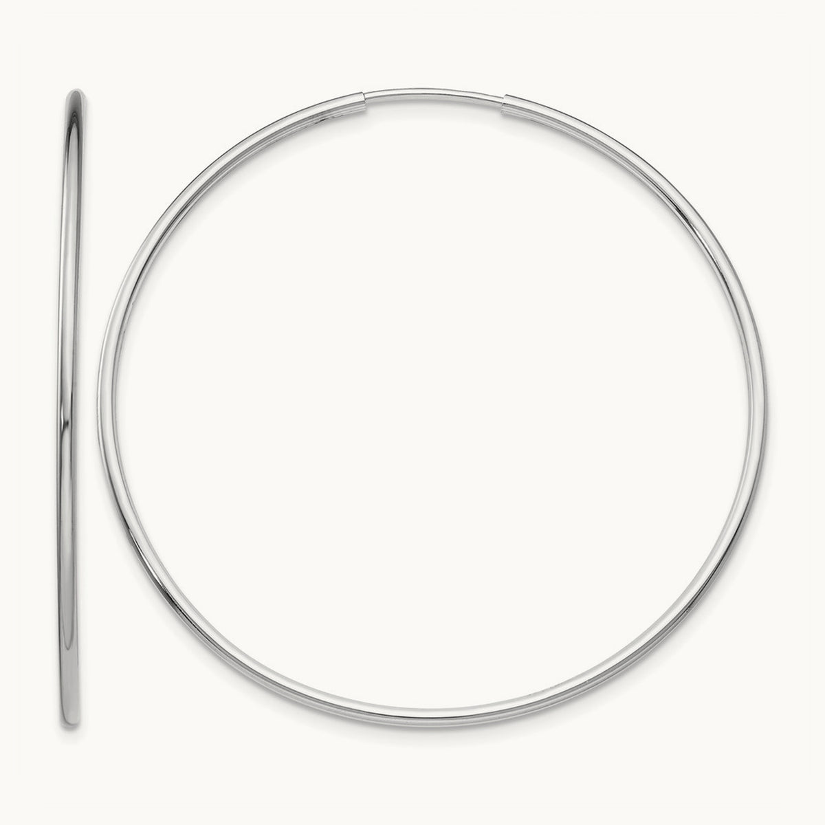 Polished Endless Tube Hoop Earrings, 1.20mm, 14K White Gold